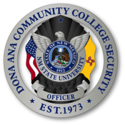 The badge representing the DACC security force titled with Dona Ana Community College Security