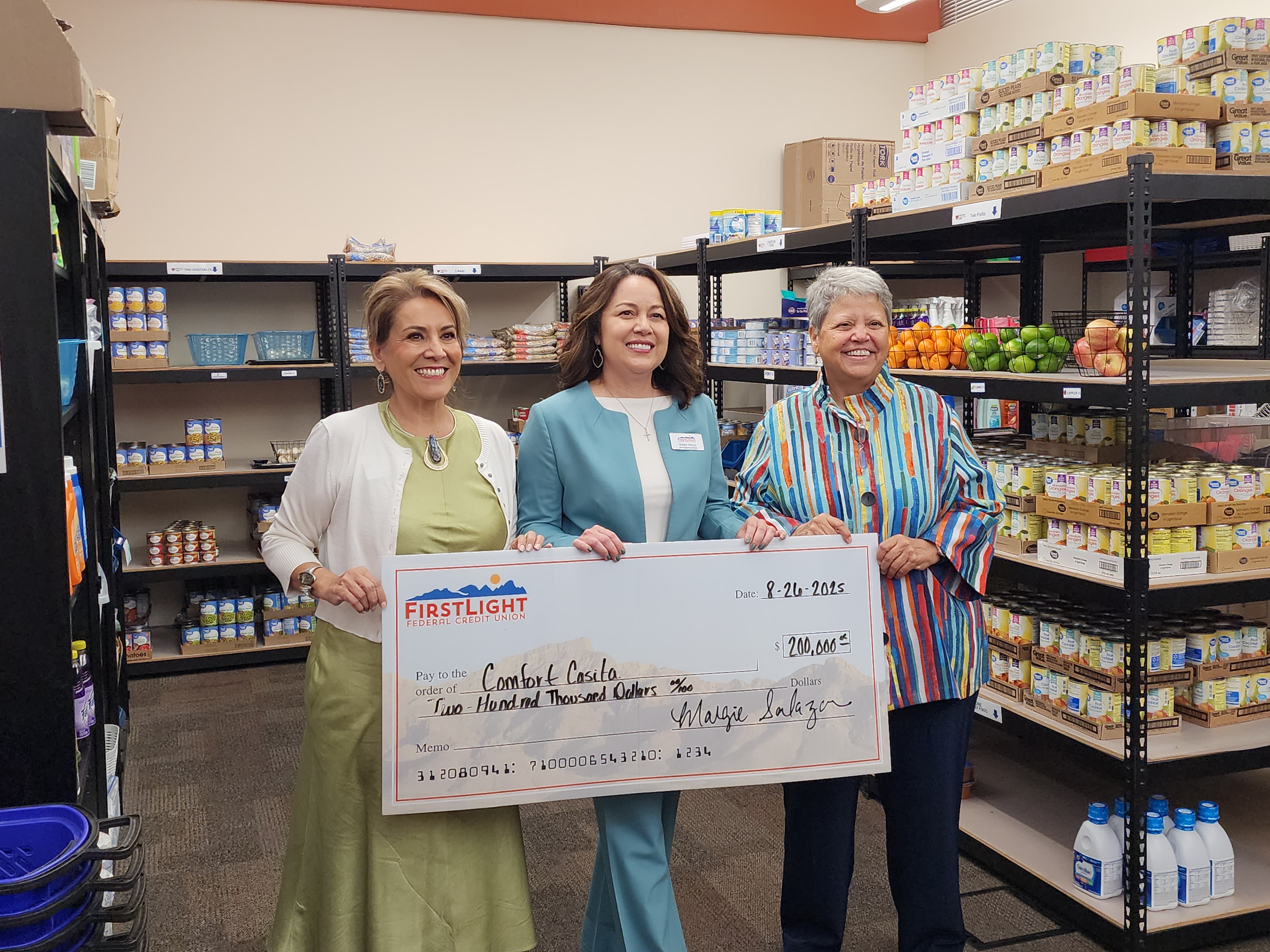   L to R: Dr. Sylvia Acosta, CEO of the NMSU Foundation, Margie Salazar, CEO of FirstLight Federal Credit Union and Dr. Monica Torres, chancellor of the NMSU System of Community Colleges.