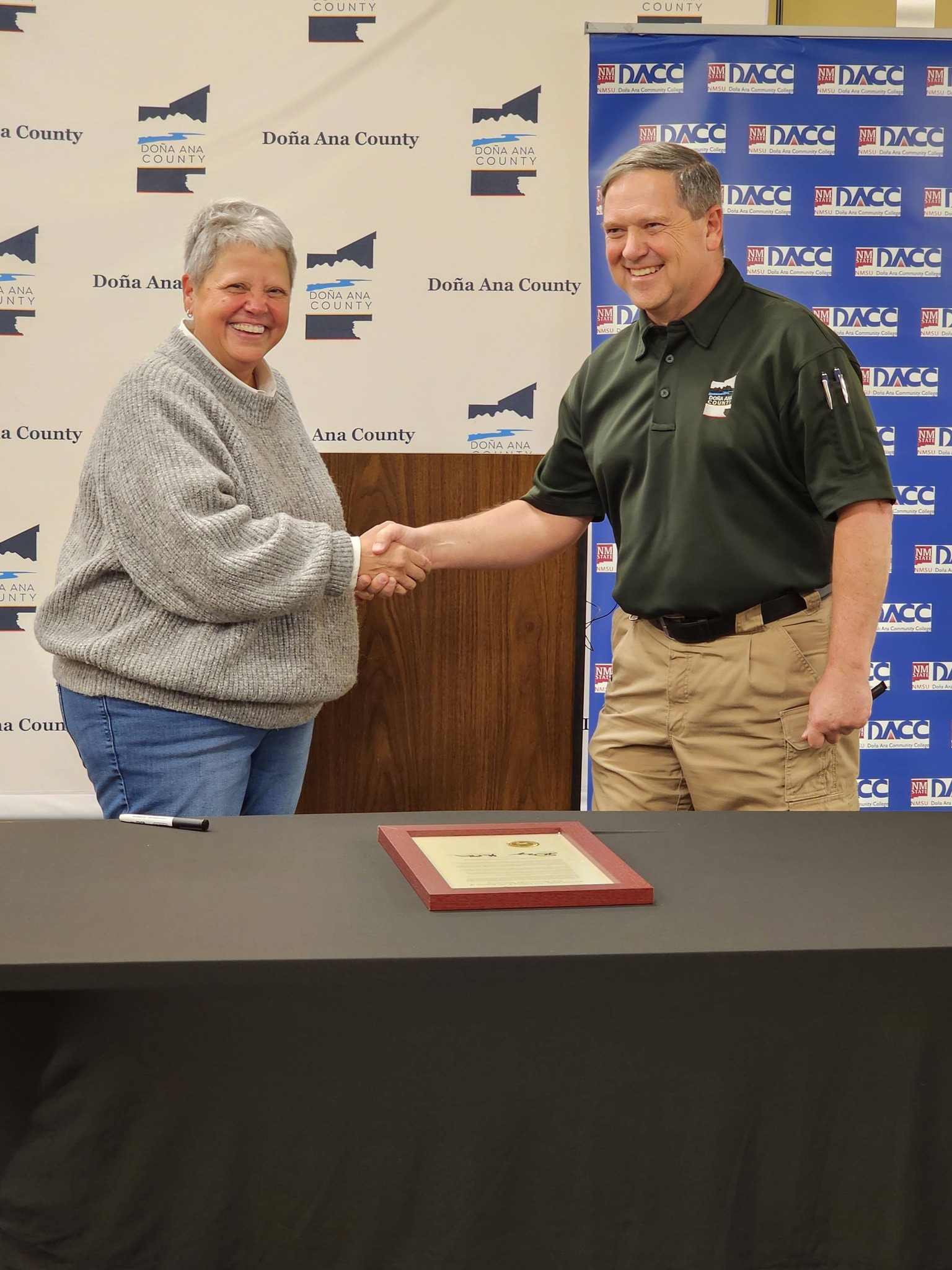 DACC Chancellor Dr. Mónica Torres with Dona Ana County Assistant County Manager Stephen Lopez  